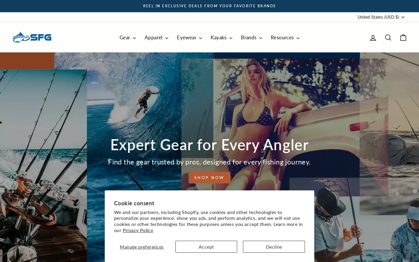 sportfishgear.com homepage screenshot