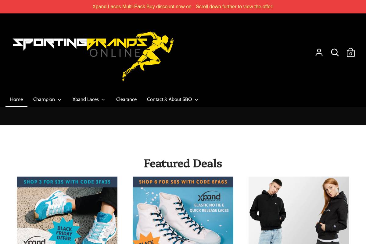 sportingbrandsonline.com.au homepage screenshot