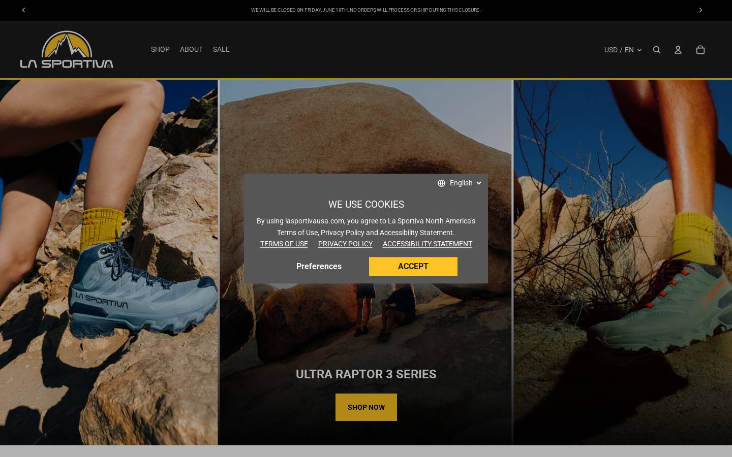 La Sportiva homepage screenshot