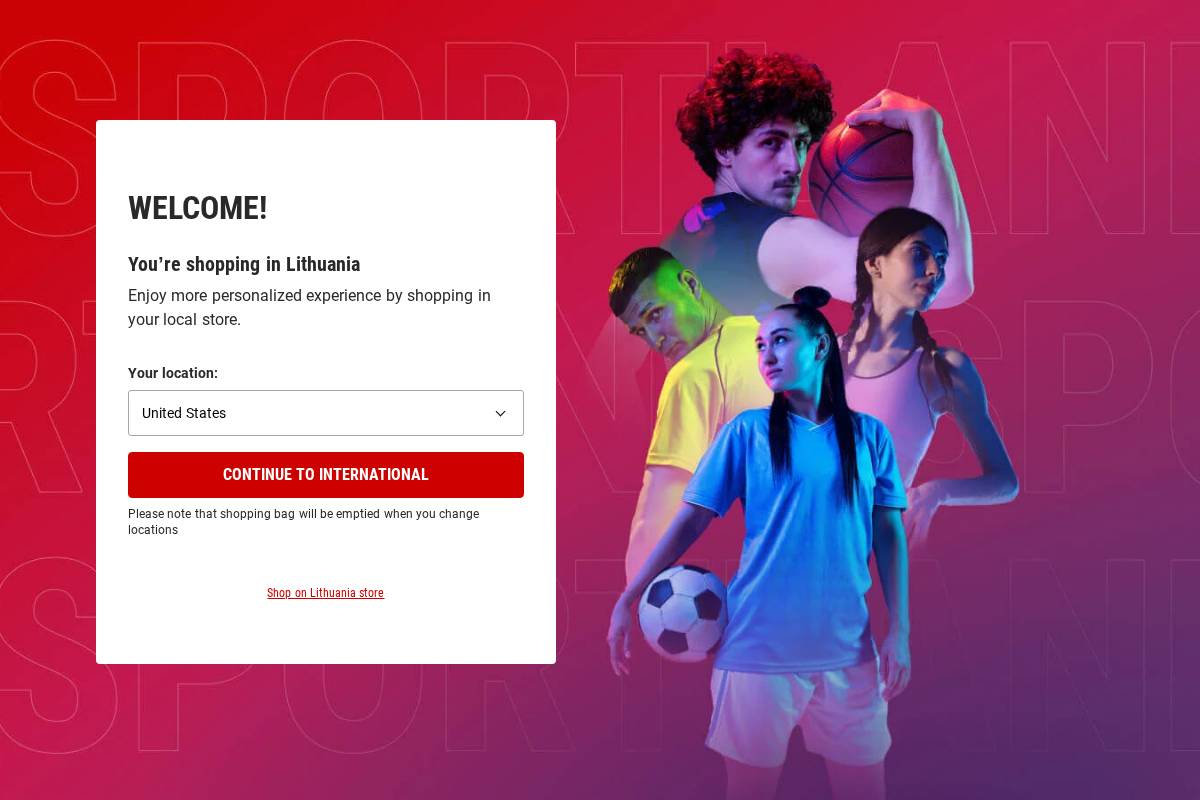 sportland.lt homepage screenshot