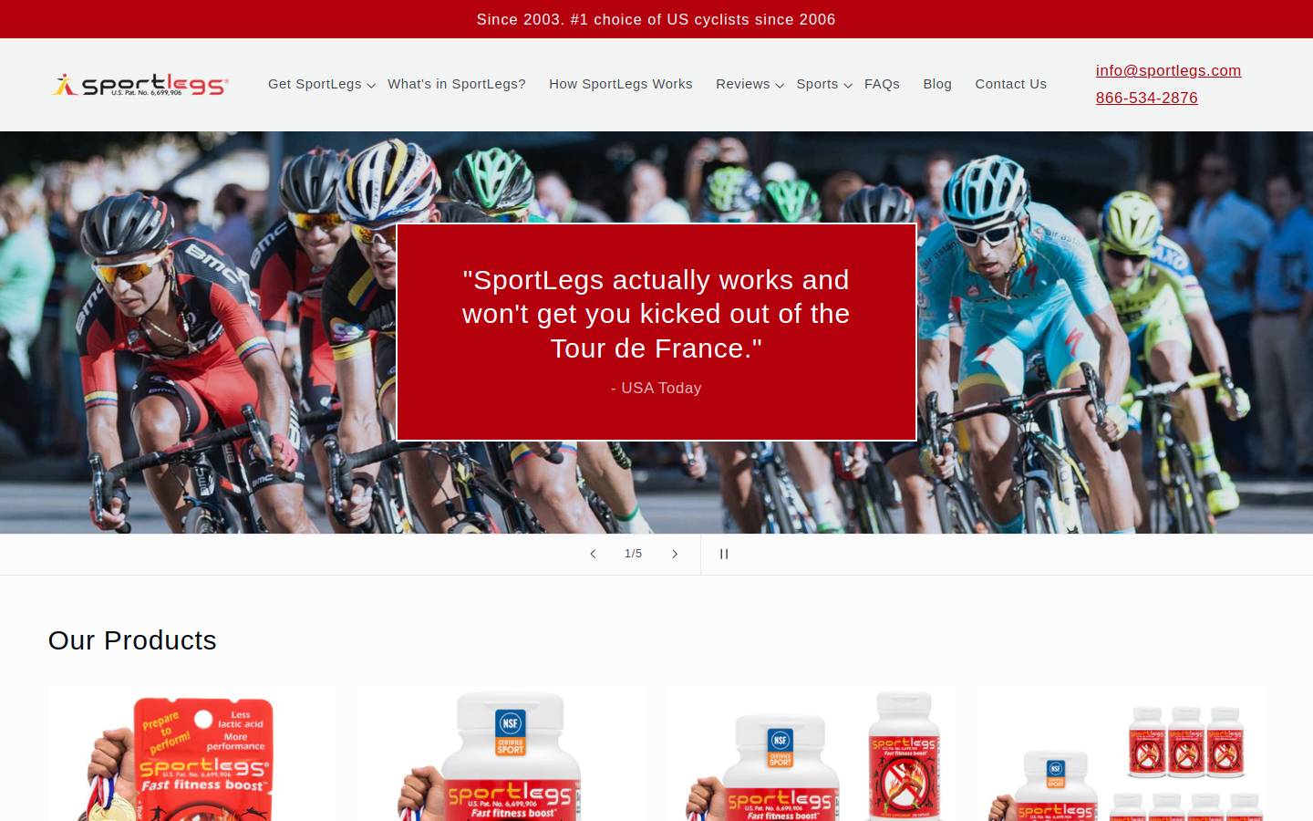 sportlegs.com homepage screenshot
