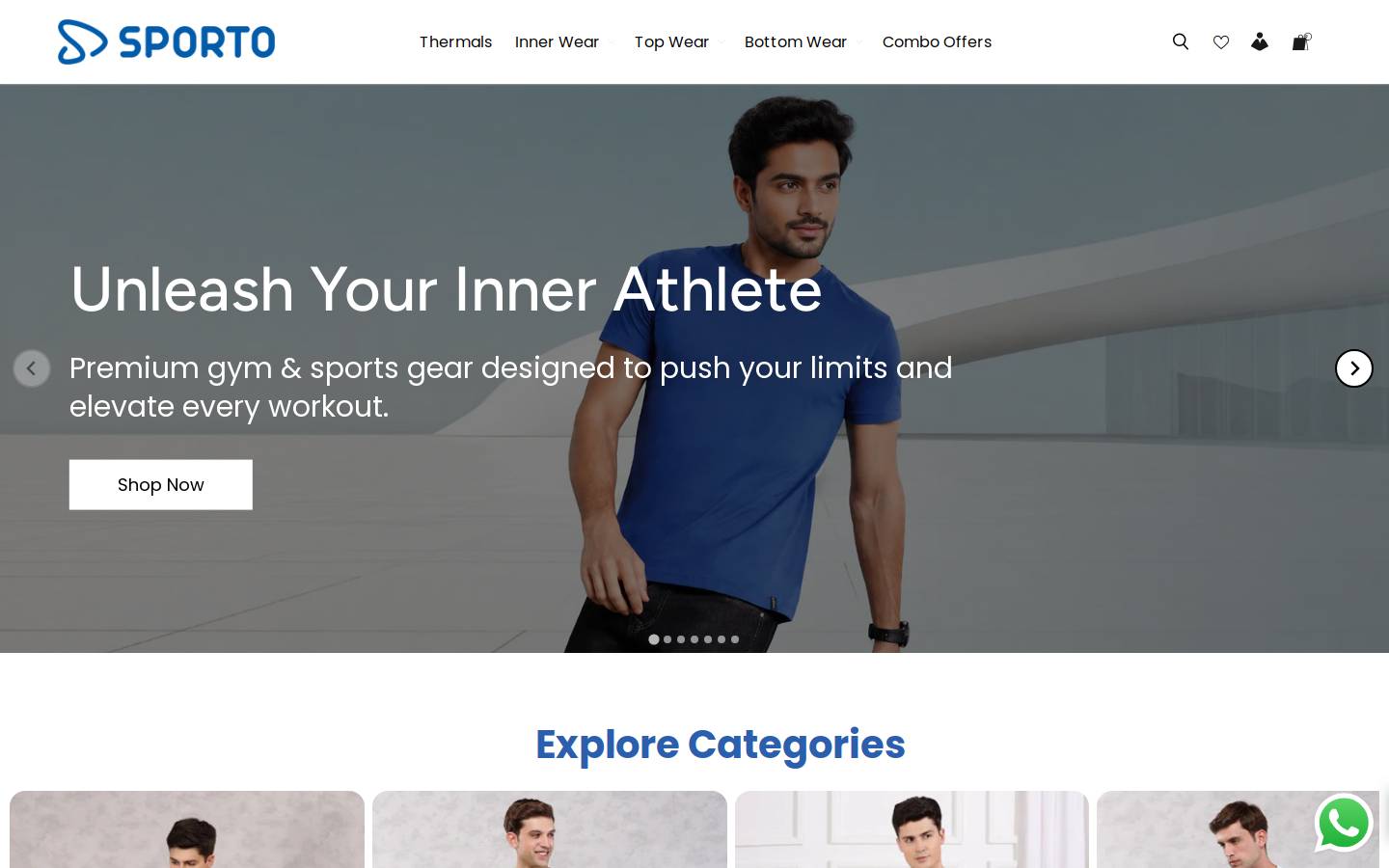 sporto.in homepage screenshot