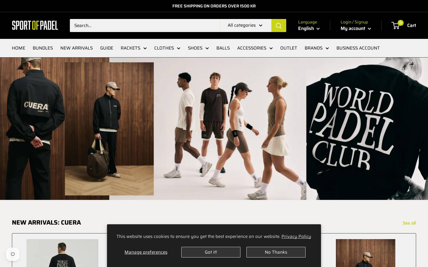 Sport of Padel homepage screenshot