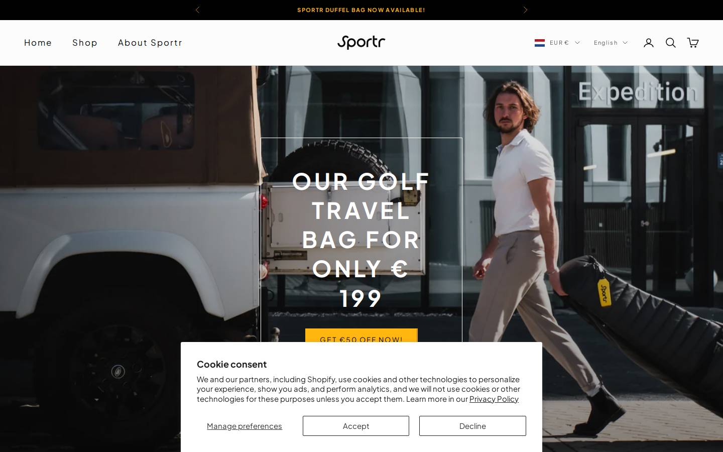 Sportr homepage screenshot