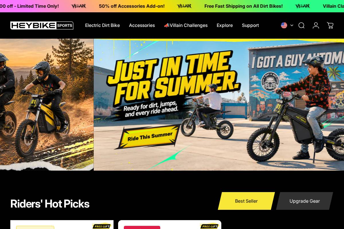 sports.heybike.com homepage screenshot