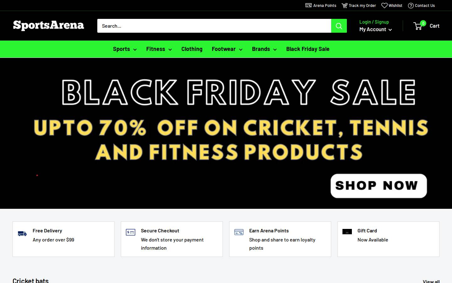 sportsarena.com.au homepage screenshot