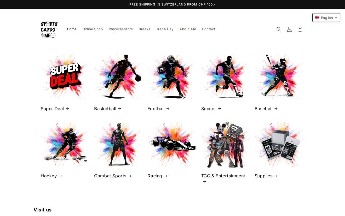 sportscards.ch homepage screenshot