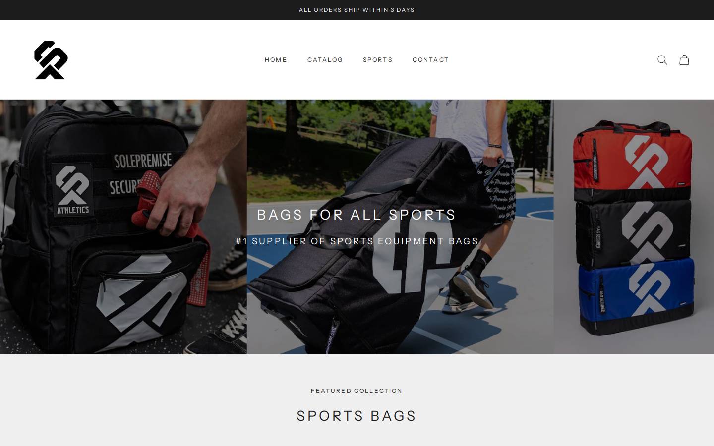 sportsequipmentbags.com homepage screenshot