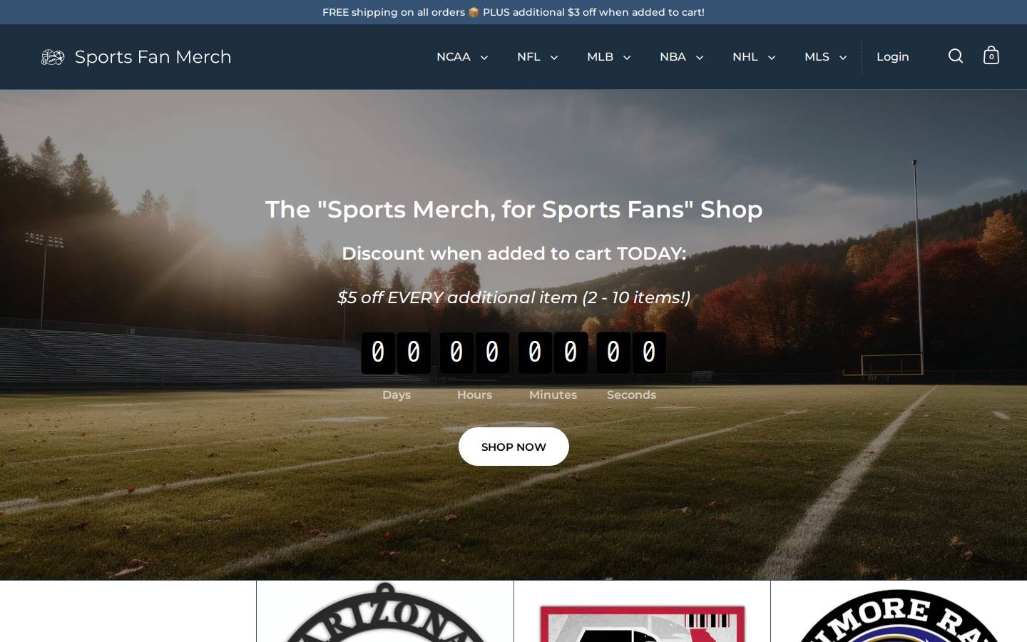 sportsfanmerch.com homepage screenshot