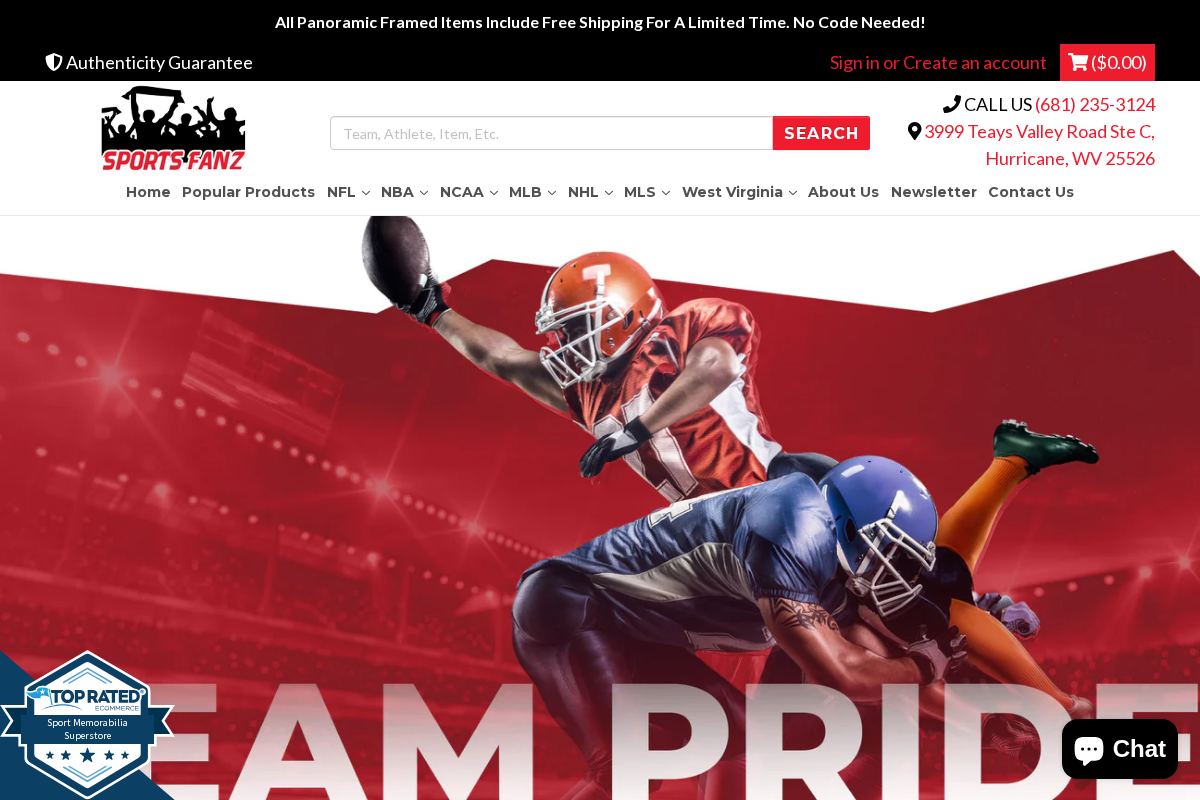 Sports Fanz homepage screenshot