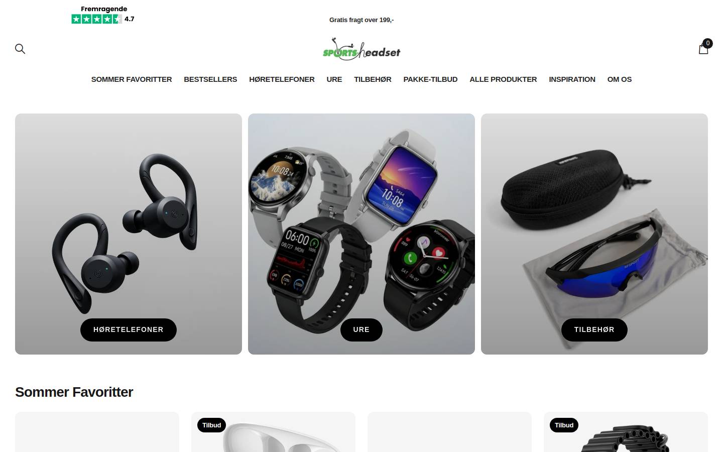 Sports-headset homepage screenshot