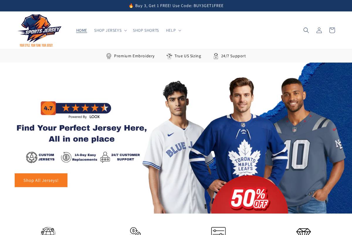 sportsjerseydirect.com homepage screenshot
