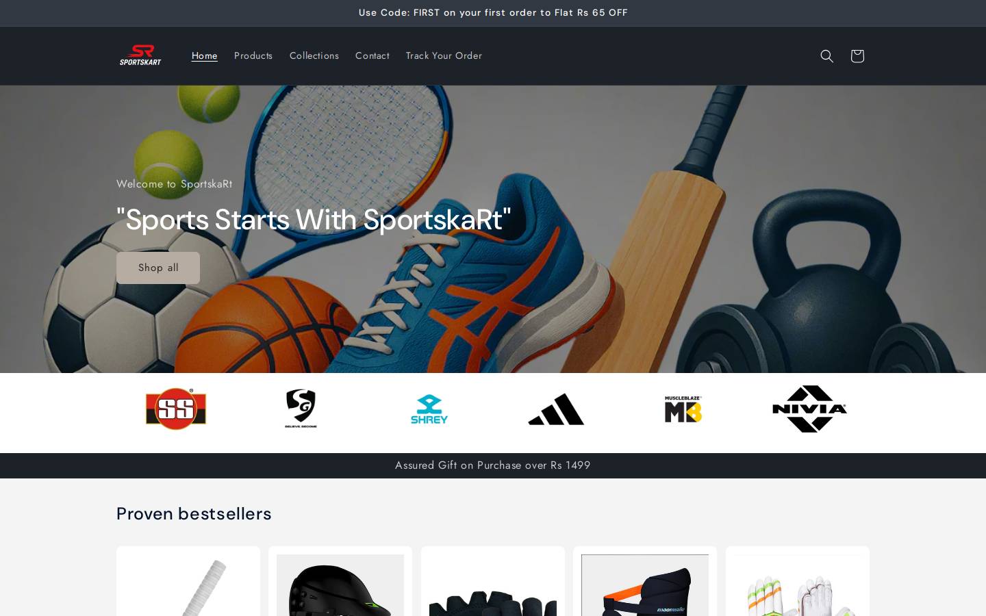 sportskart.co.in homepage screenshot