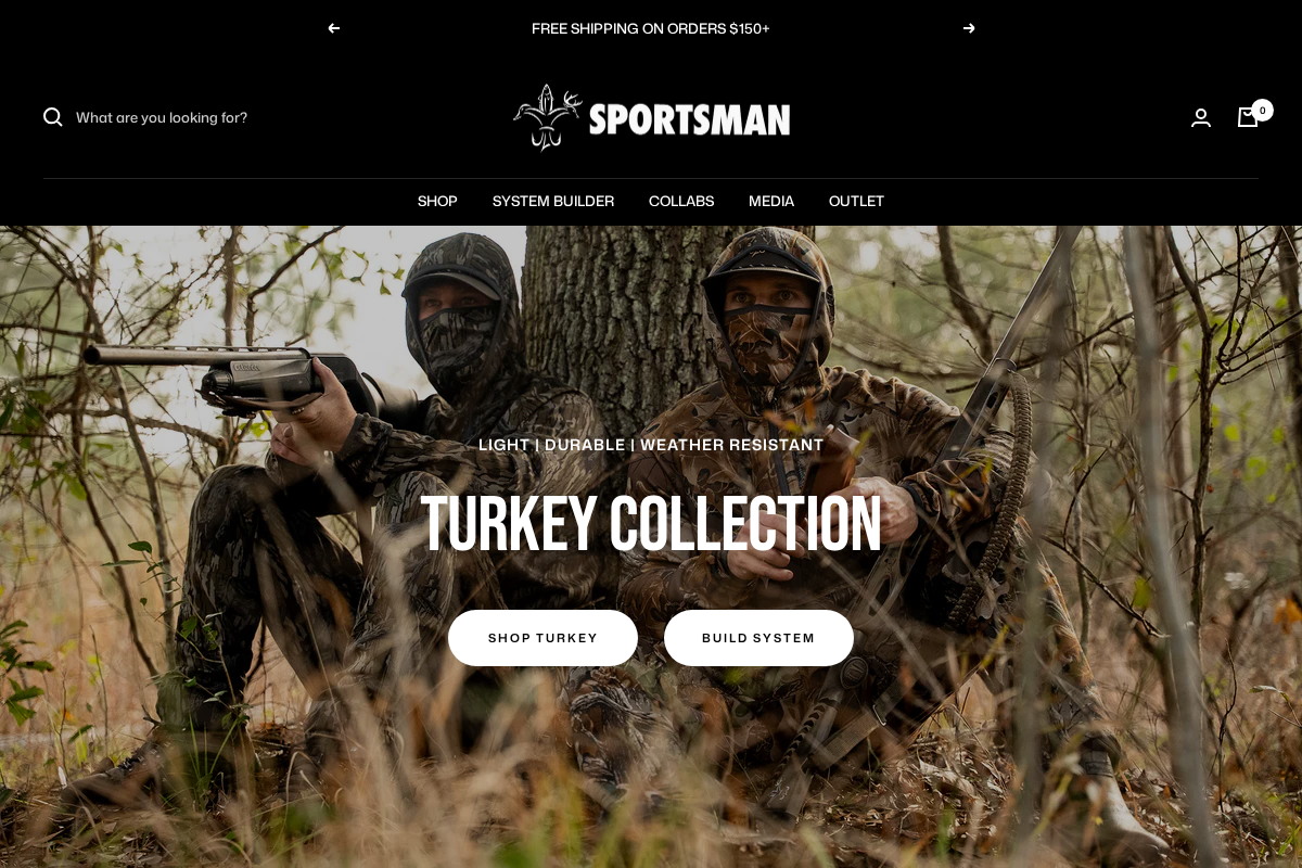 Sportsman Gear homepage screenshot