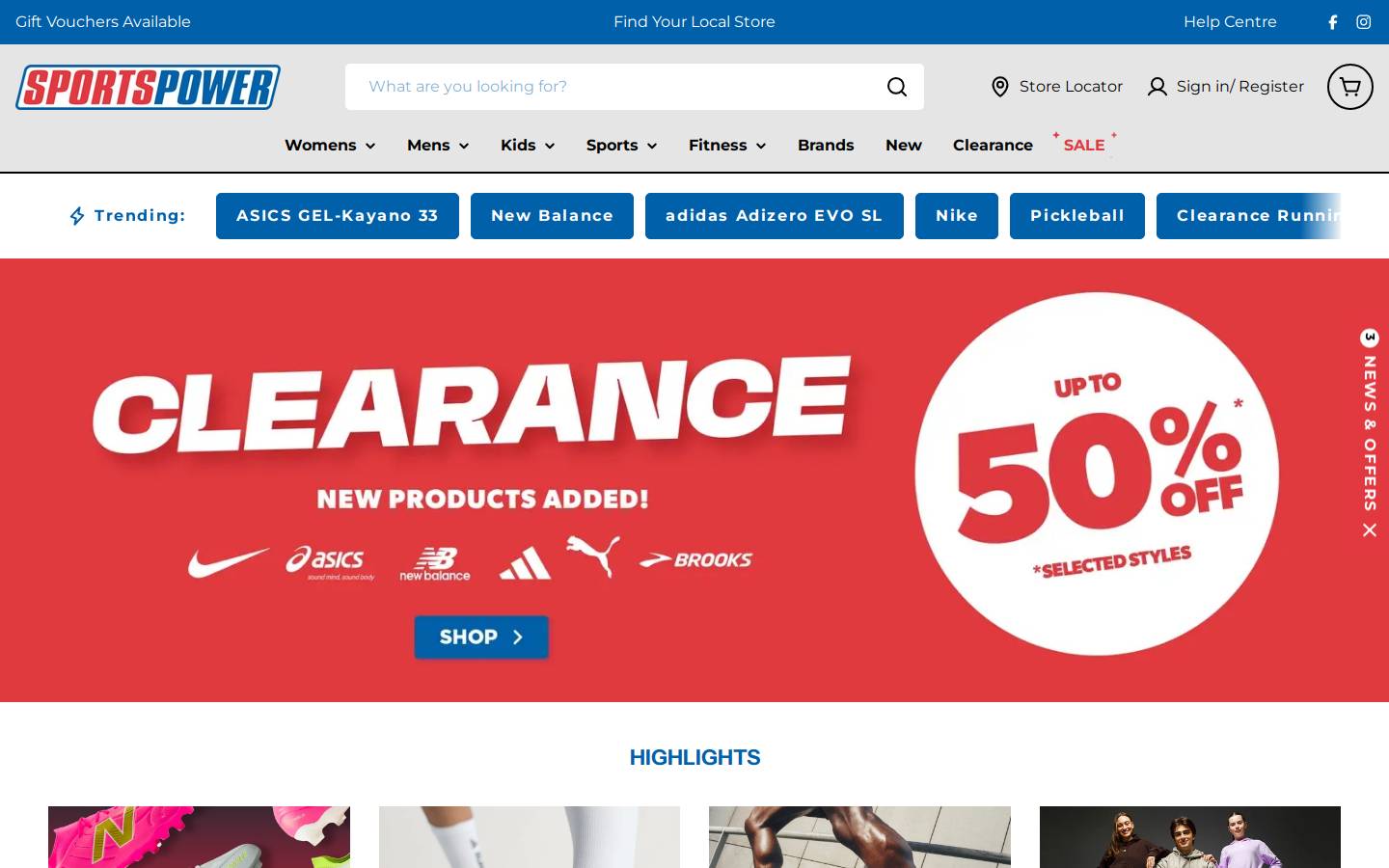 Sports Power homepage screenshot
