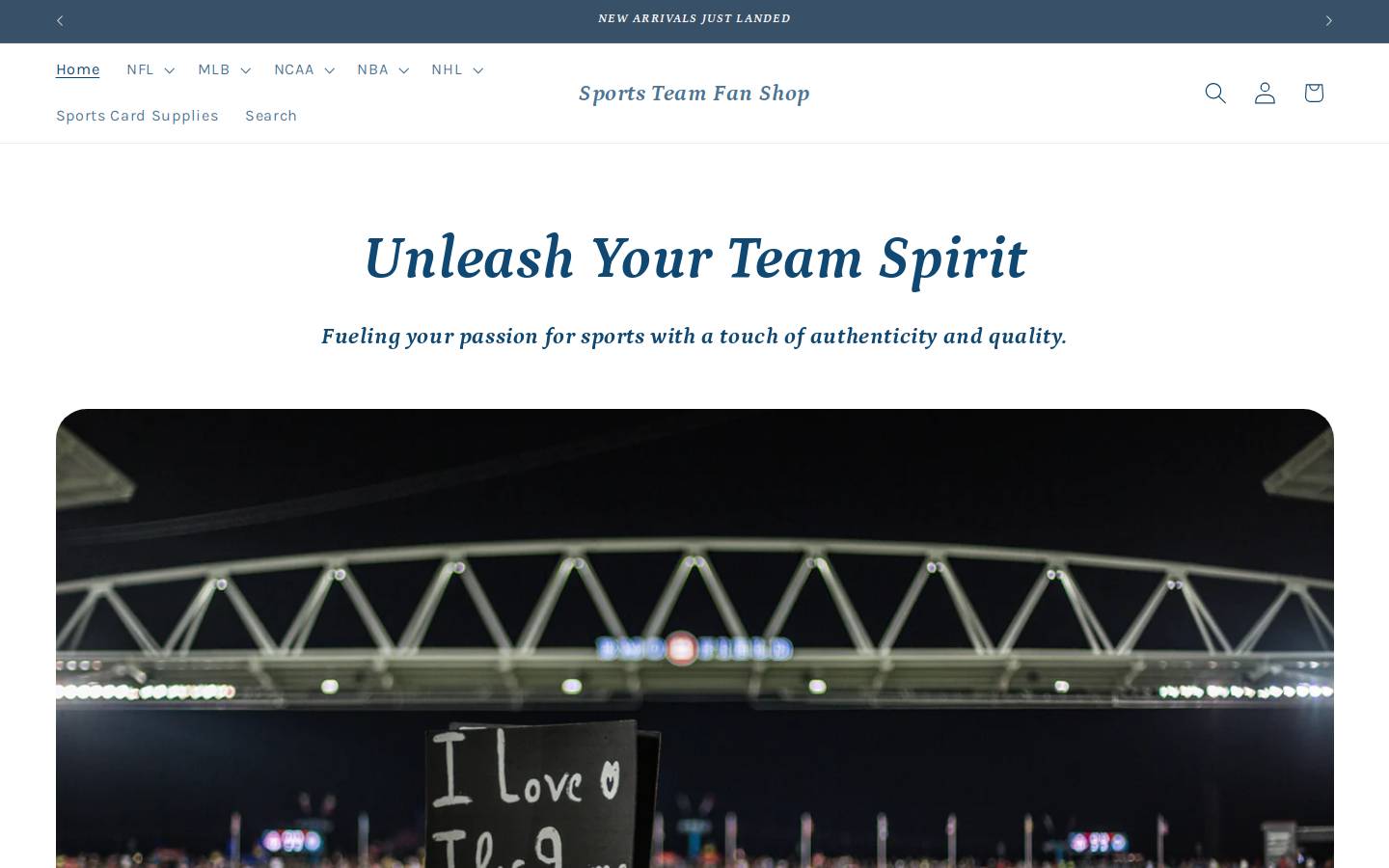 sportsteamfanshop.com homepage screenshot