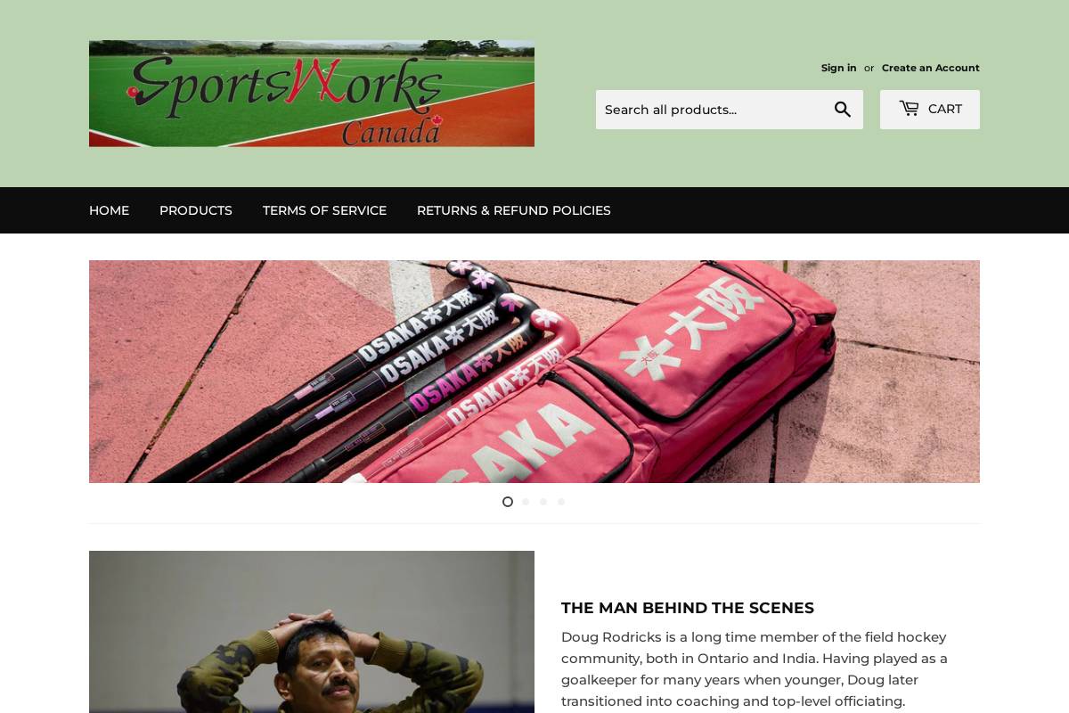 sportsworkscanada.com homepage screenshot