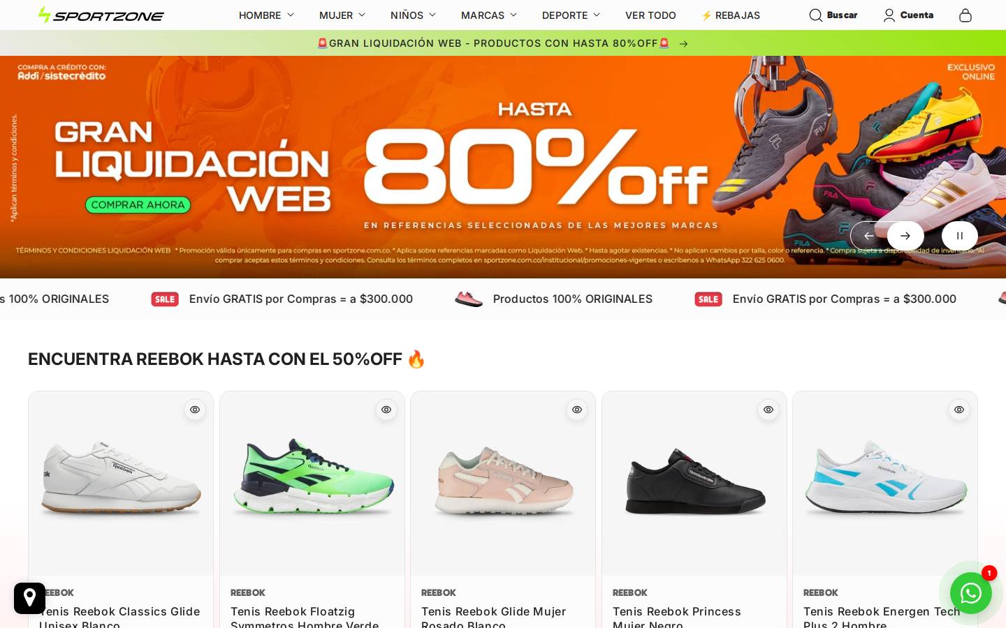 Sportzone homepage screenshot