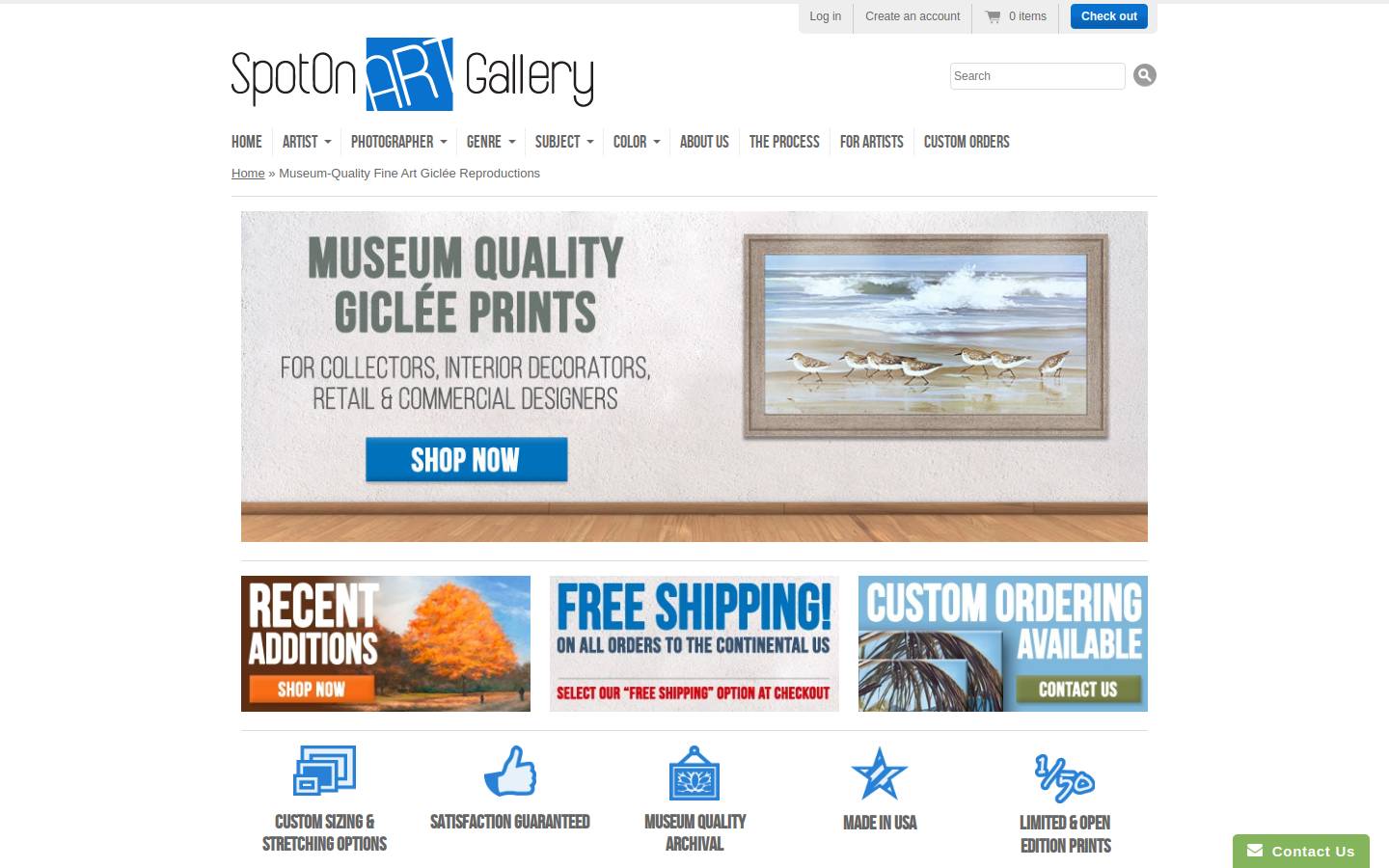 spotonartgallery.com homepage screenshot