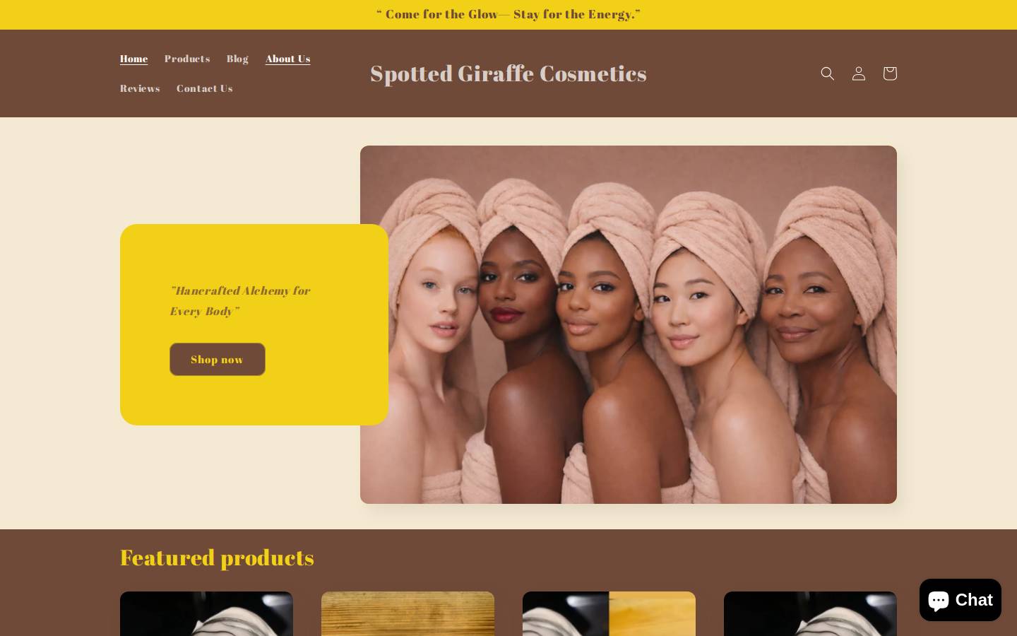 spottedgiraffecosmetics.com homepage screenshot