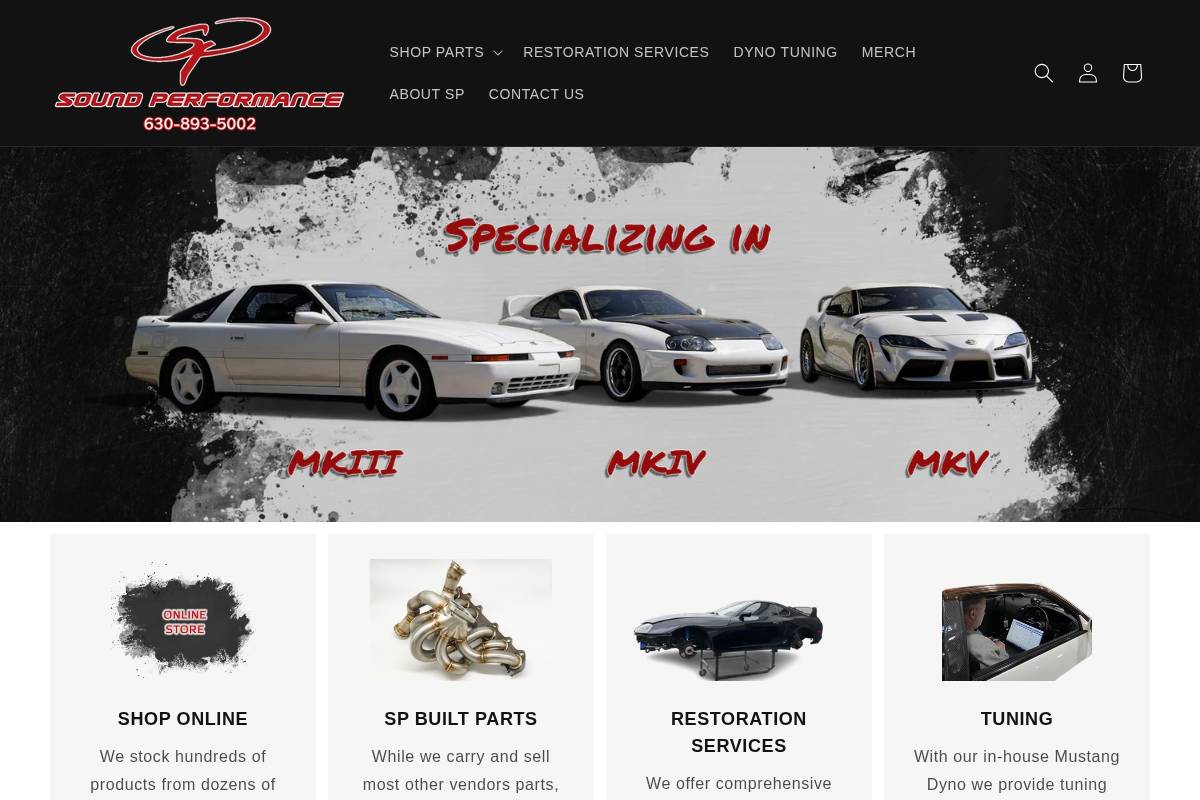 Sound Performance homepage screenshot