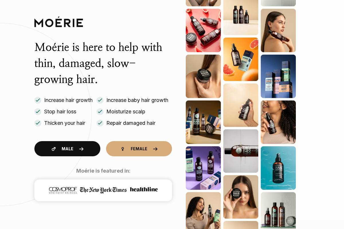 Moerie Beauty homepage screenshot