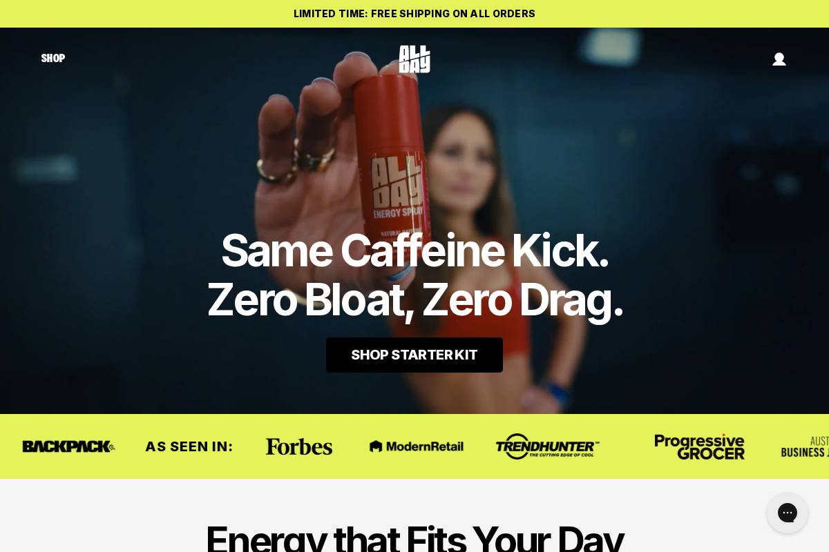 sprayalldayenergy.com homepage screenshot