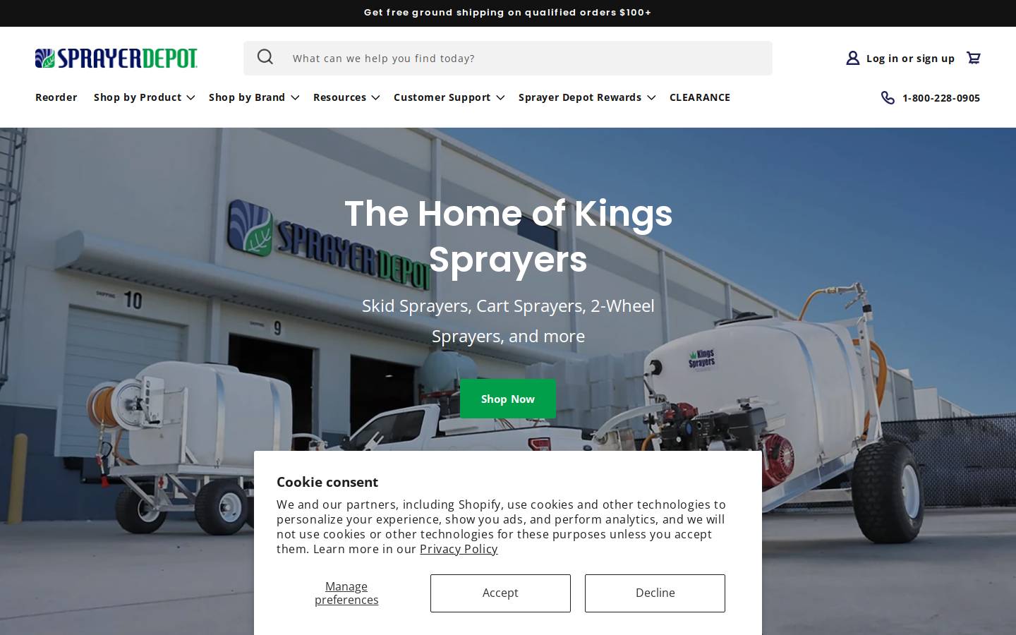 Sprayer Depot homepage screenshot