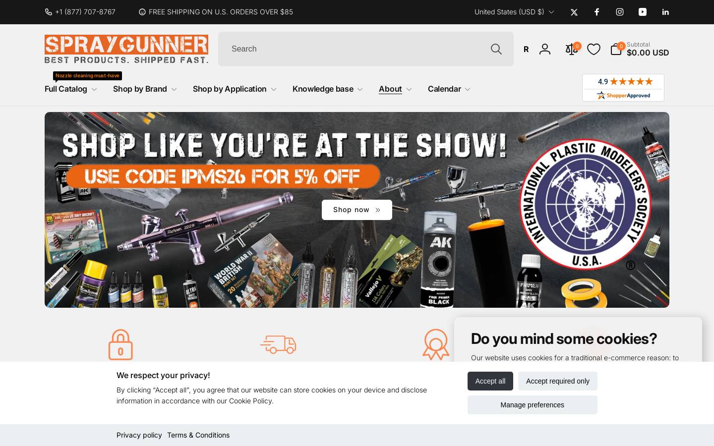 SprayGunner homepage screenshot