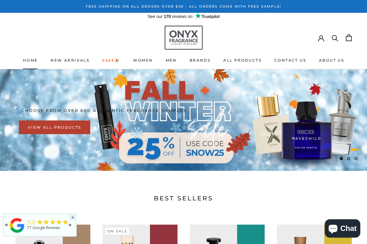 Onyx Fragrance homepage screenshot