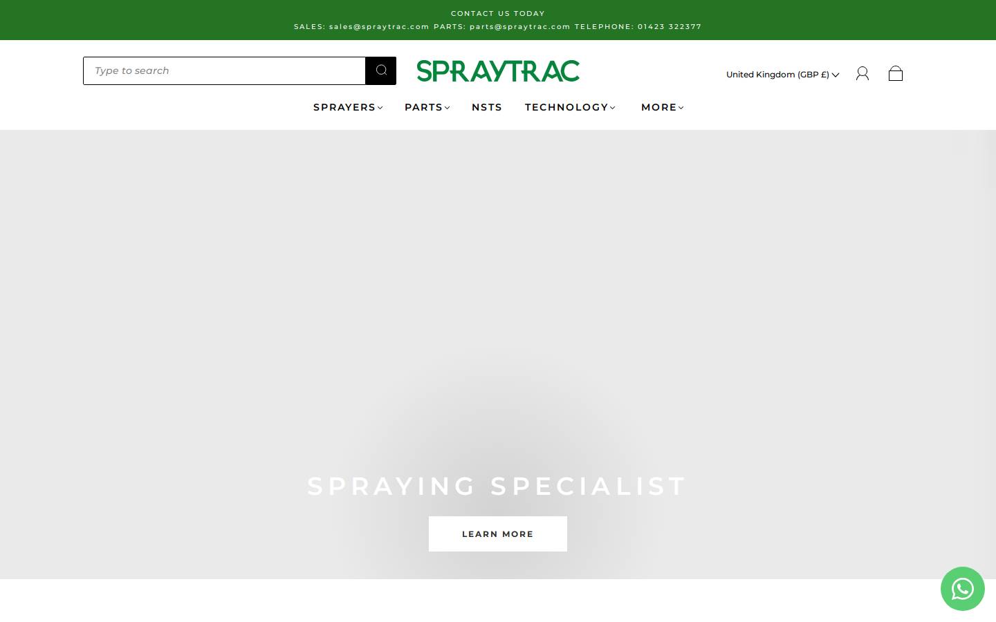 spraytrac.co.uk homepage screenshot