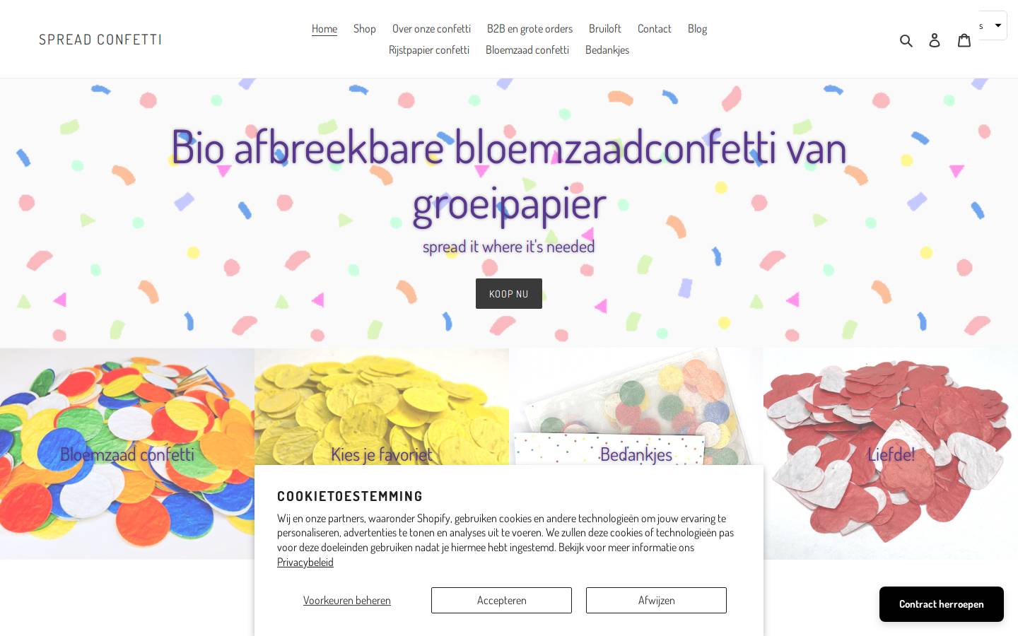spreadconfetti.com homepage screenshot