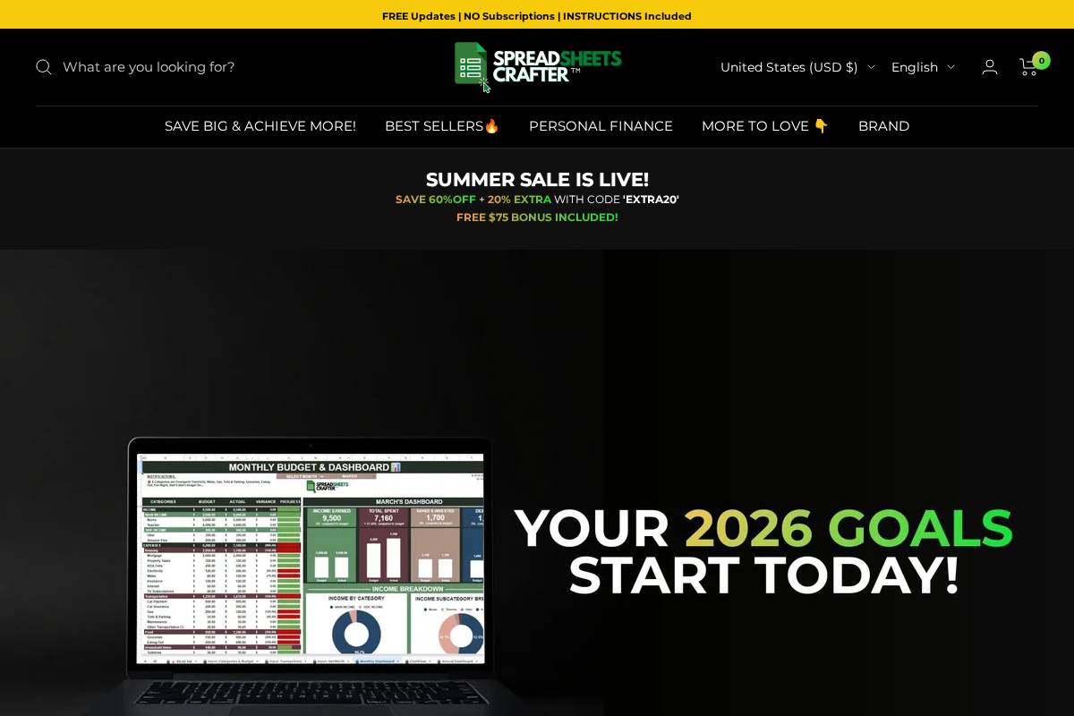 Spreadsheetscrafter homepage screenshot