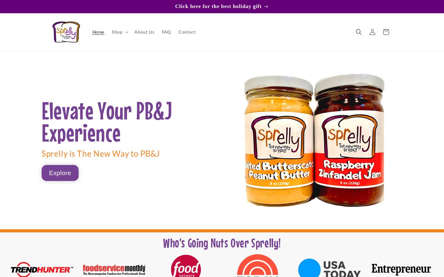 sprelly.com homepage screenshot