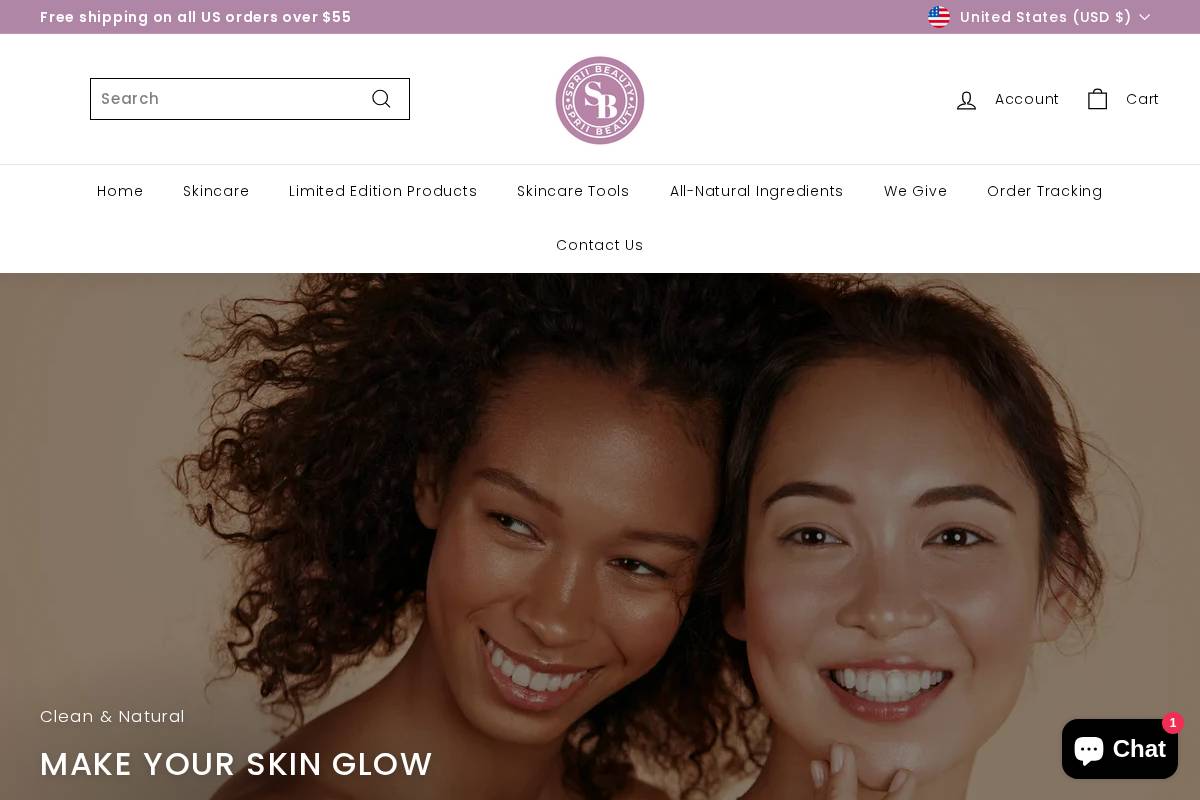 spriibeauty.com homepage screenshot