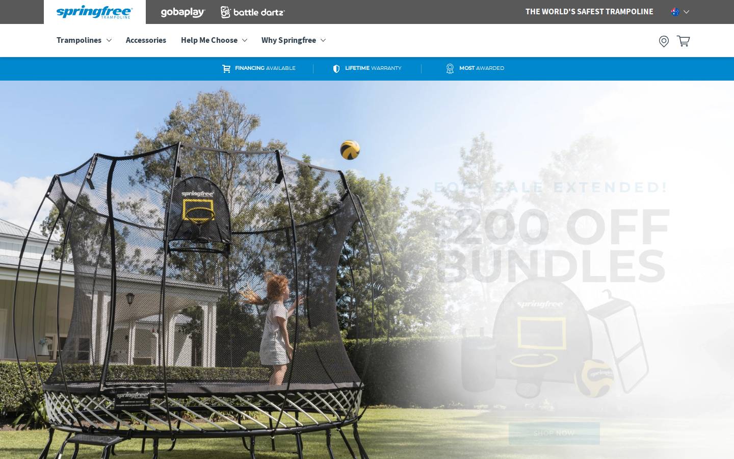Springfree Trampoline homepage screenshot