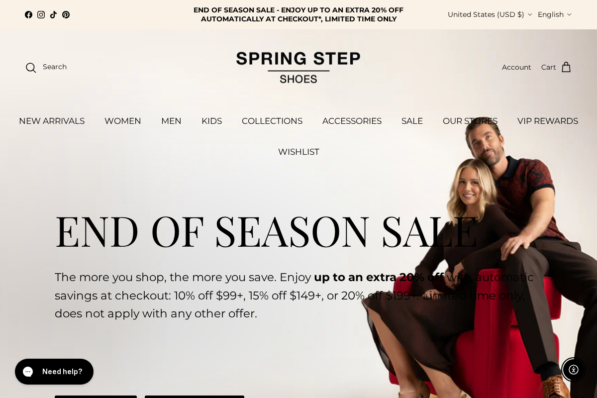 Spring Step Shoes homepage screenshot