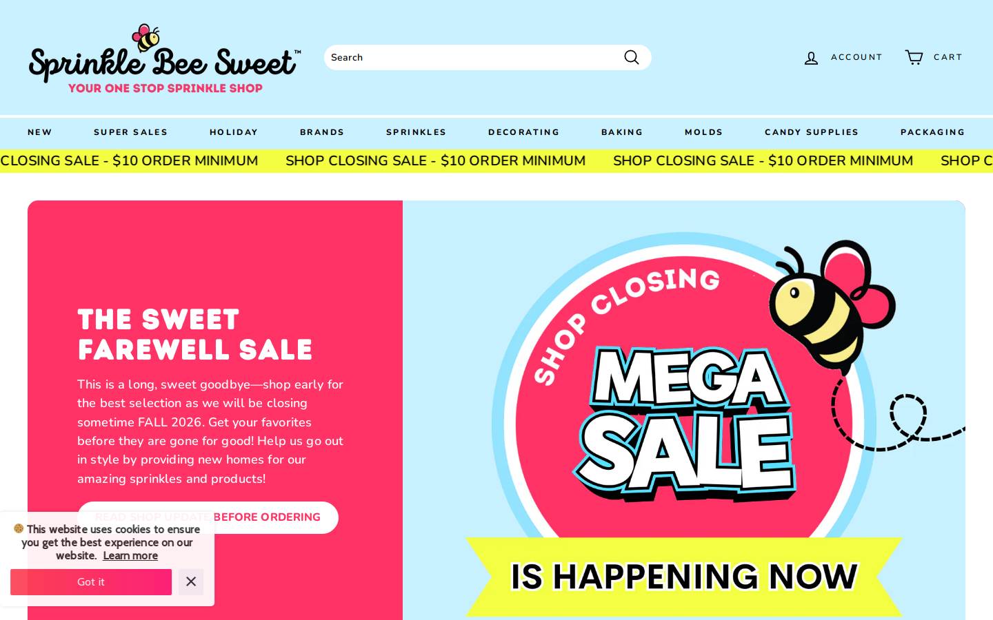 sprinklebeesweet.com homepage screenshot