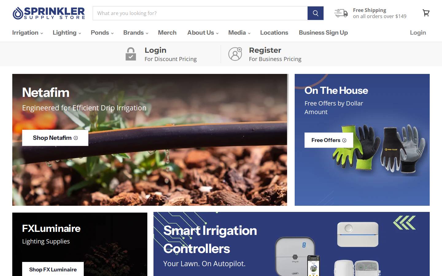 Sprinkler Supply Store homepage screenshot