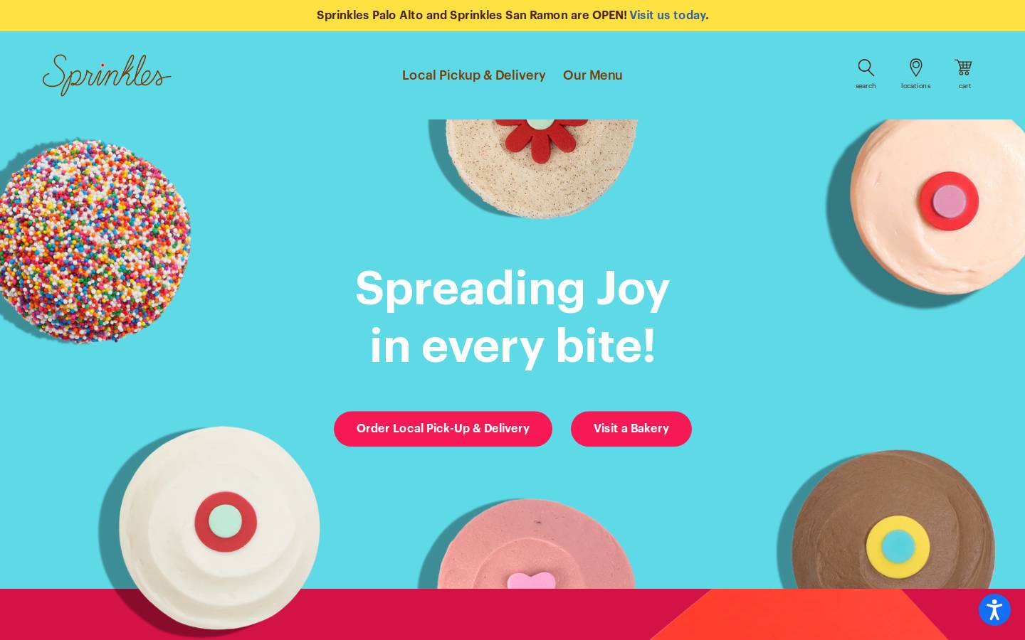Sprinkles Cupcakes homepage screenshot