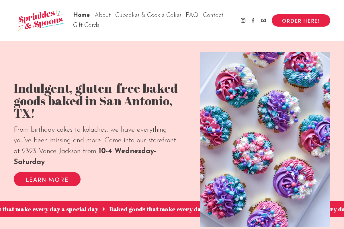 sprinklesandspoons.com homepage screenshot