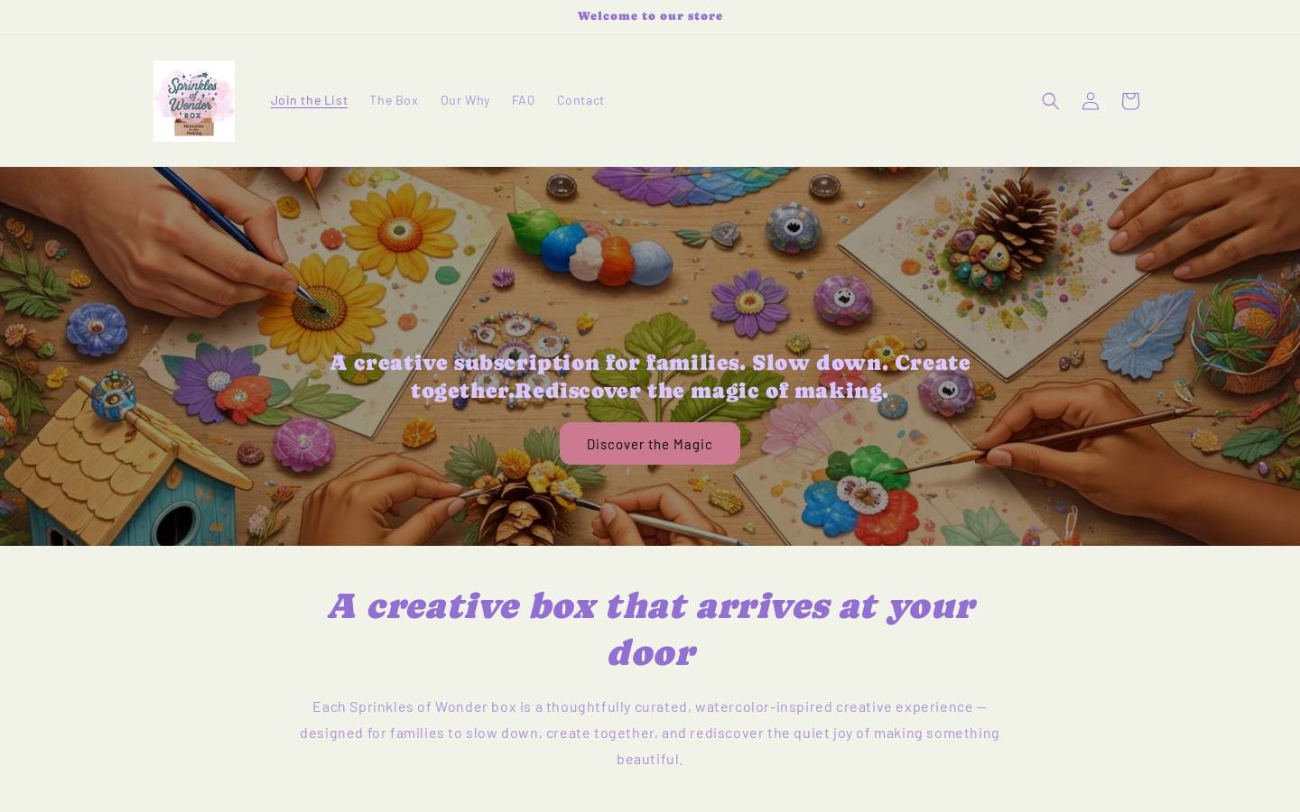 sprinklesofwonder.com homepage screenshot