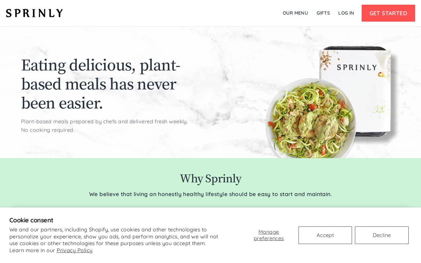 Sprinly homepage screenshot