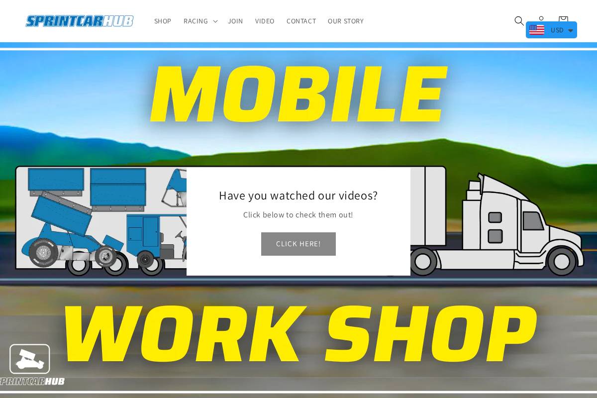 sprintcarhub.com homepage screenshot