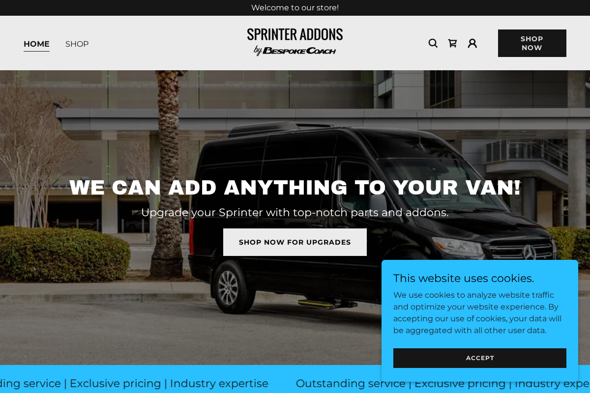 sprinteraddons.com homepage screenshot
