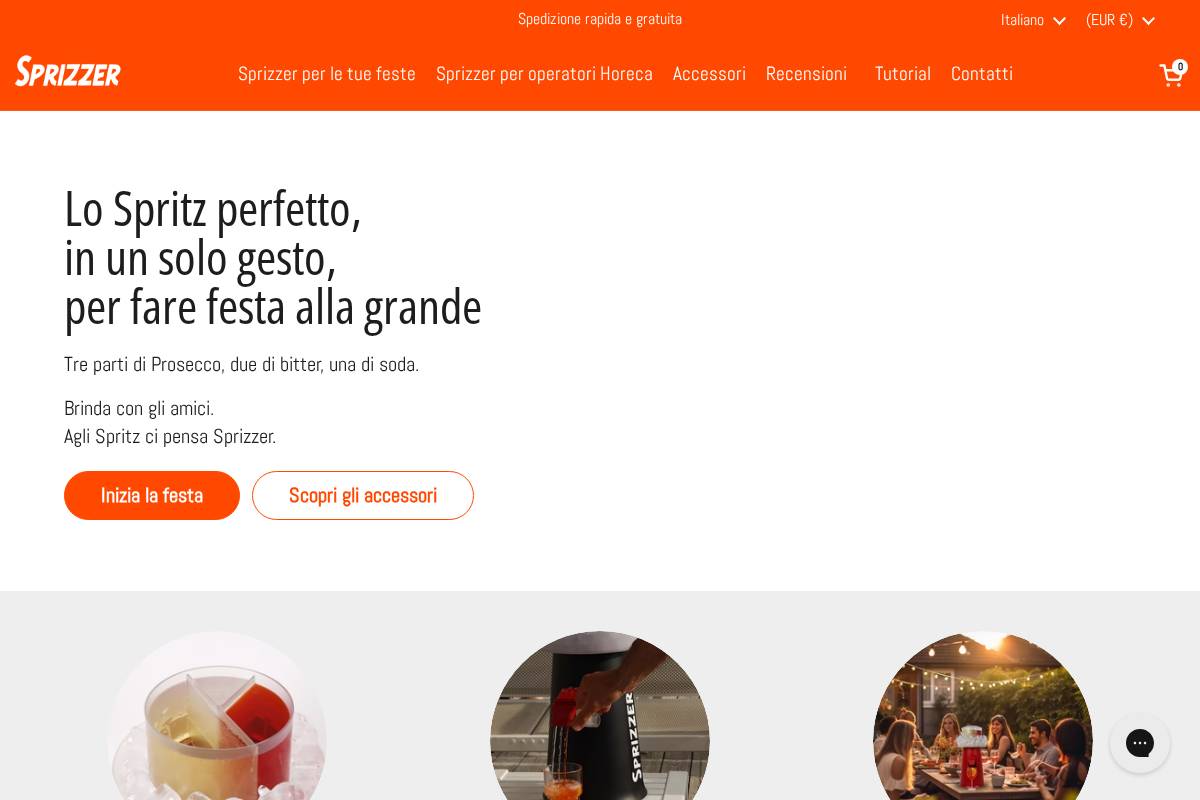 Sprizzer homepage screenshot