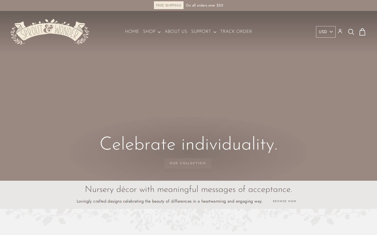 sproutandwonder.com homepage screenshot