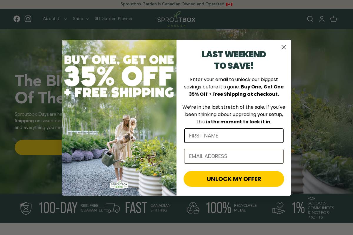 sproutboxgarden.com homepage screenshot