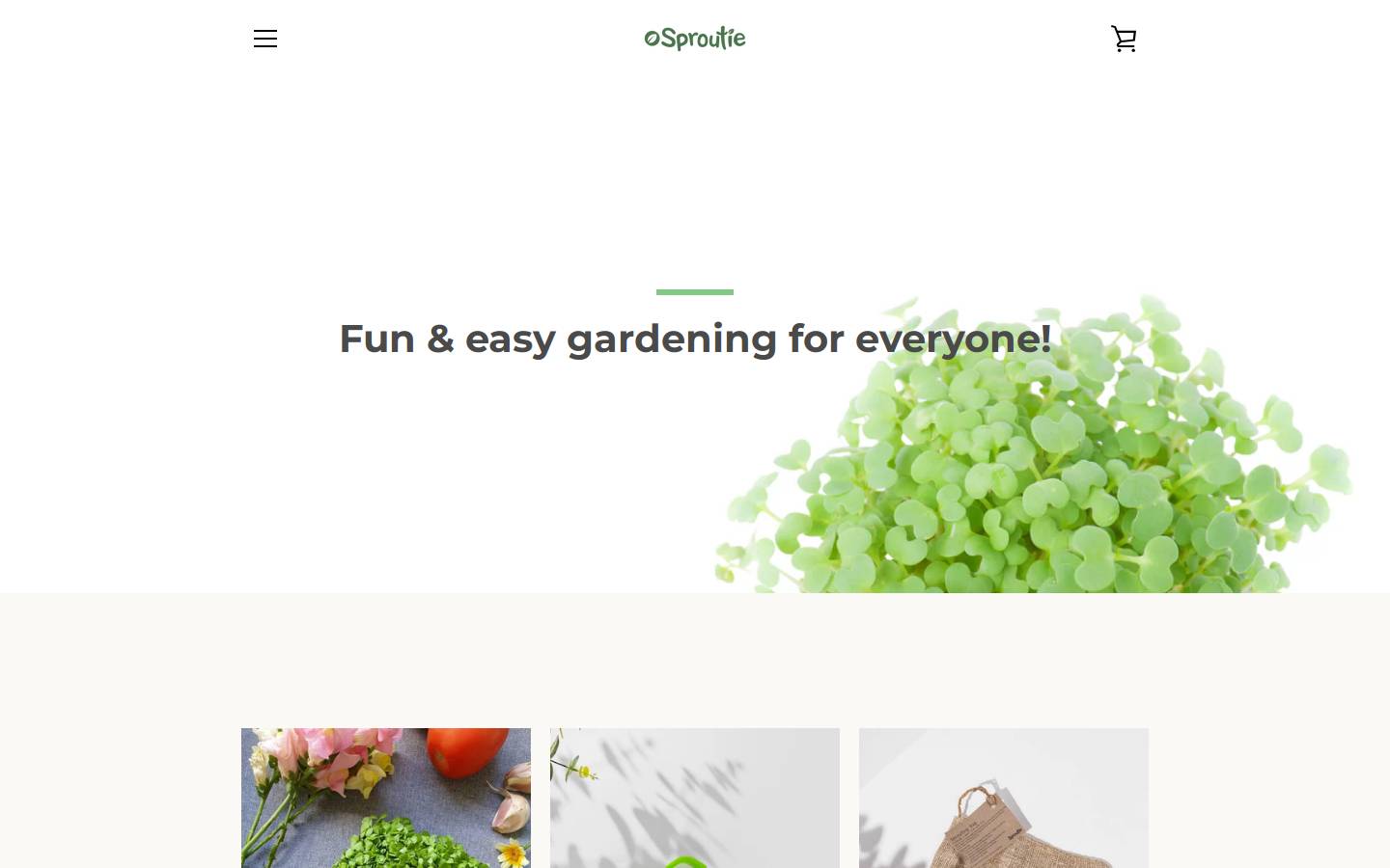 sproutie.com.au homepage screenshot