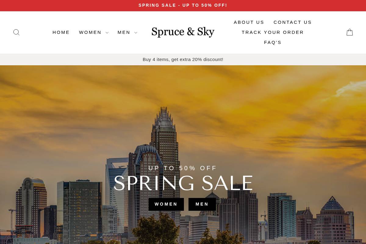 spruceandsky.com homepage screenshot